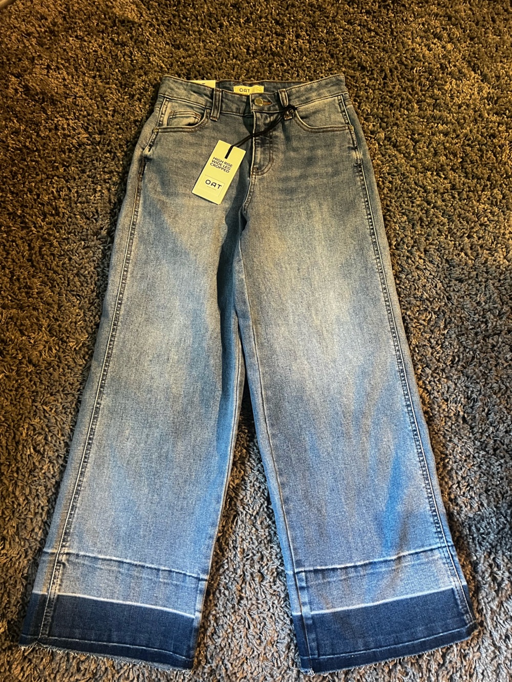 Oat New York Women's Light Blue high rise, wide leg, cropped Jeans